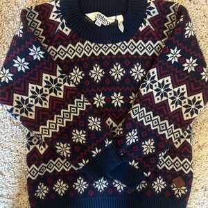 Kids Scandinavian Navy and Red Patterned Sweater
